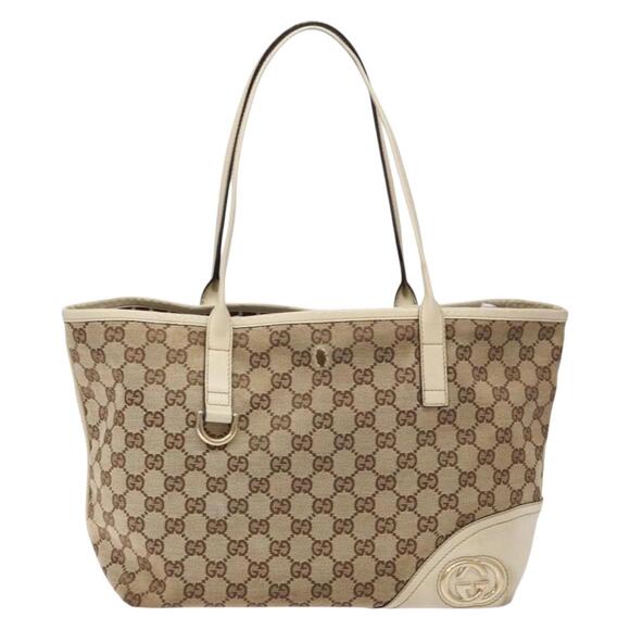 GUCCI GG Canvas Tote Bag Beige Gold - Picture 2 of 13